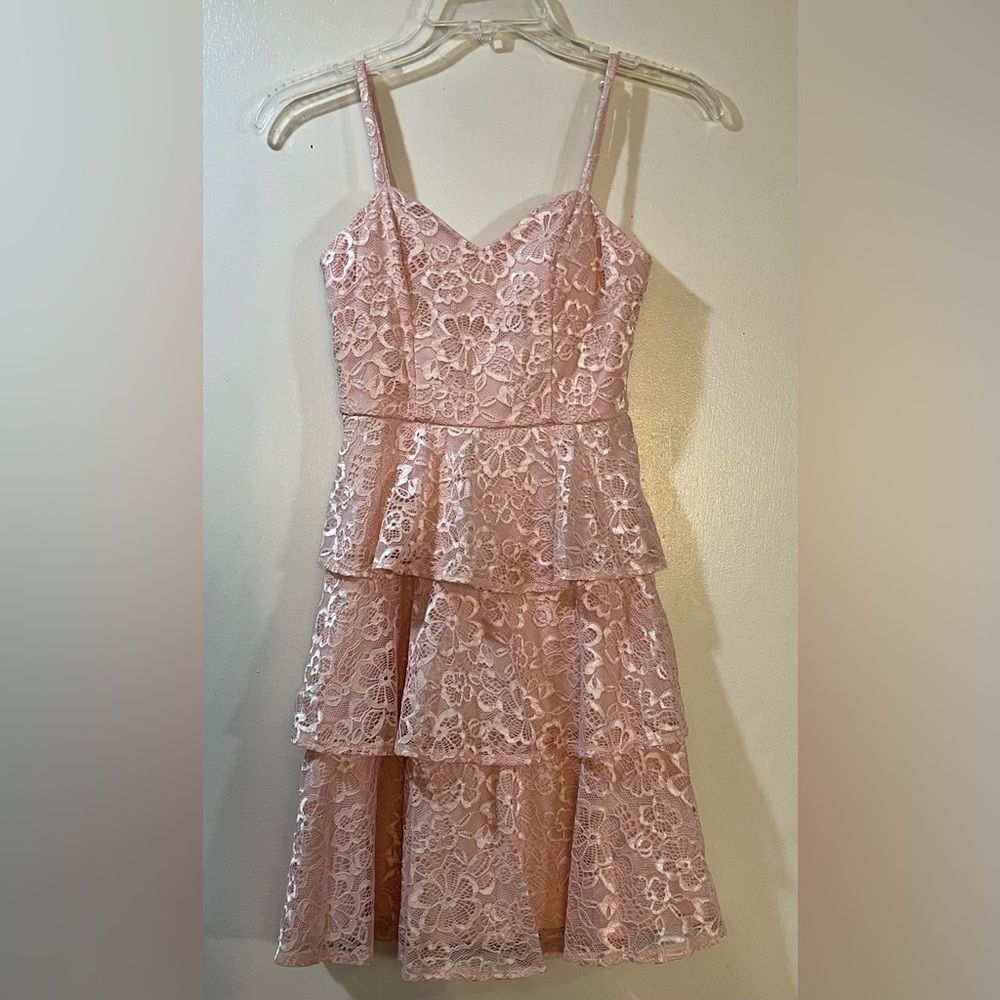 Pink By & By Ruffle Lace Dress Womens Sz XS